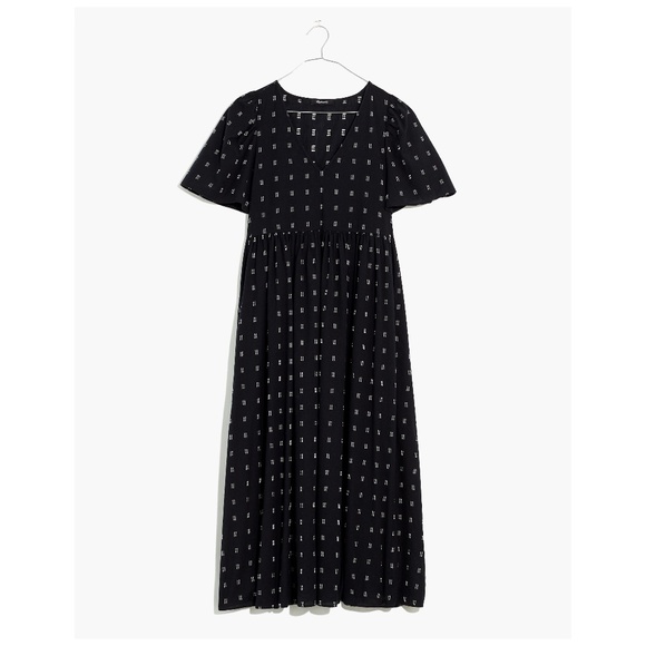 *In Search Of* Madewell Dobby Puff-Sleeve V-Neck Midi Dress - Picture 1 of 2